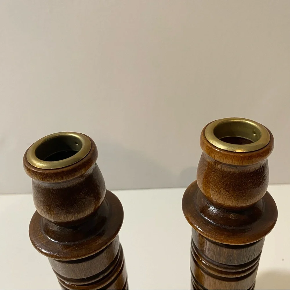 Set of Two Homeco Wooden Candlestick/Napkin Ring Holders